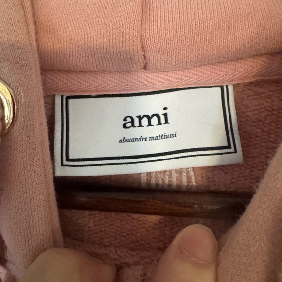 Ami Pink Hoodie with Red Heart Patch - Picture 3 of 11